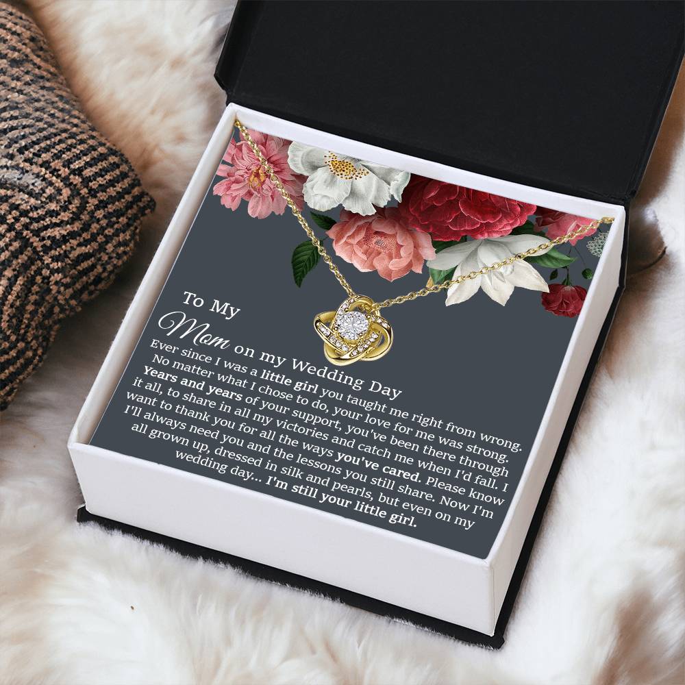 To My Mom On My Wedding Day Gift Wedding Necklace Gift For Mom From Bride Love Knot Necklace