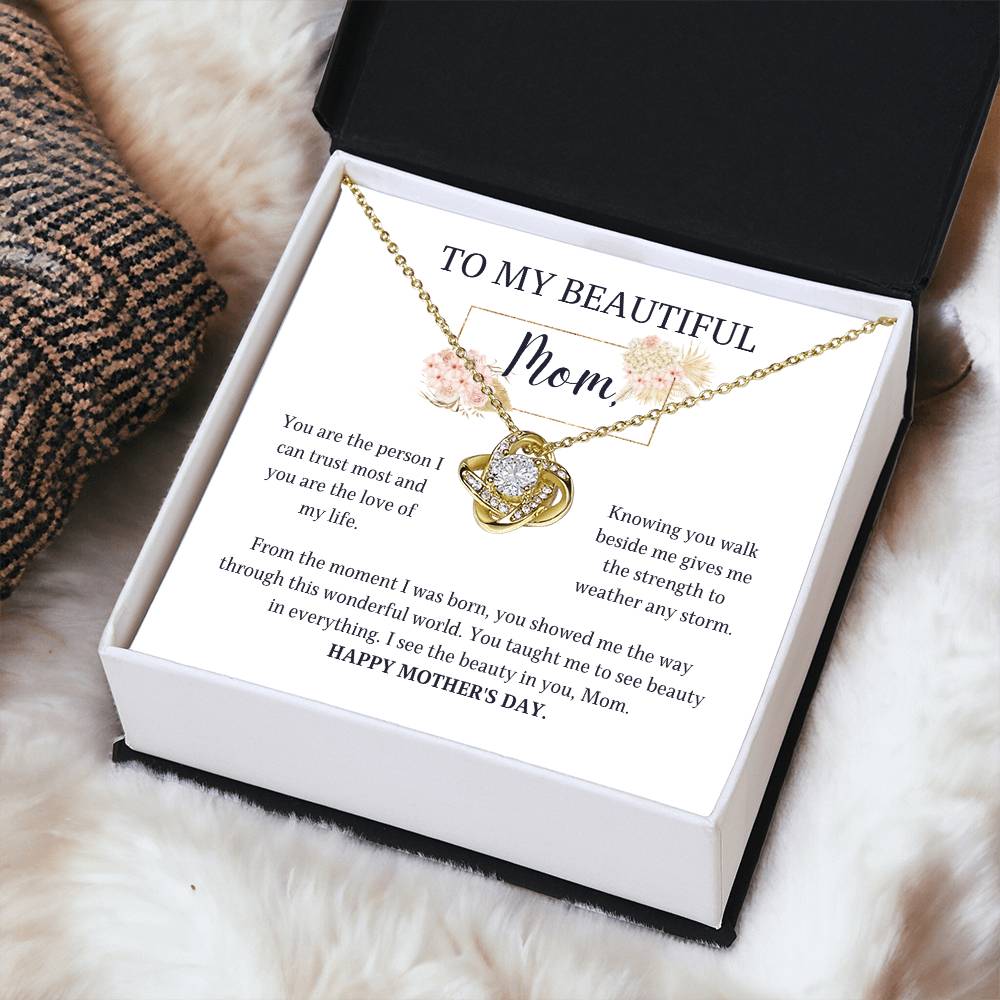 Love Not Necklace Sterling Silver Mother's Day Gift - I See The Beauty In You Mom Love Knot Necklace