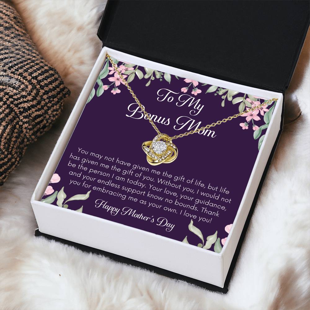Bonus Mom Necklace Mothers Day Gift Daughterson To Mom Gift Bonus Mom Step Mom Gift Present For Stepmom On Mothers Day Stepmom Gift 1 Love Knot Necklace