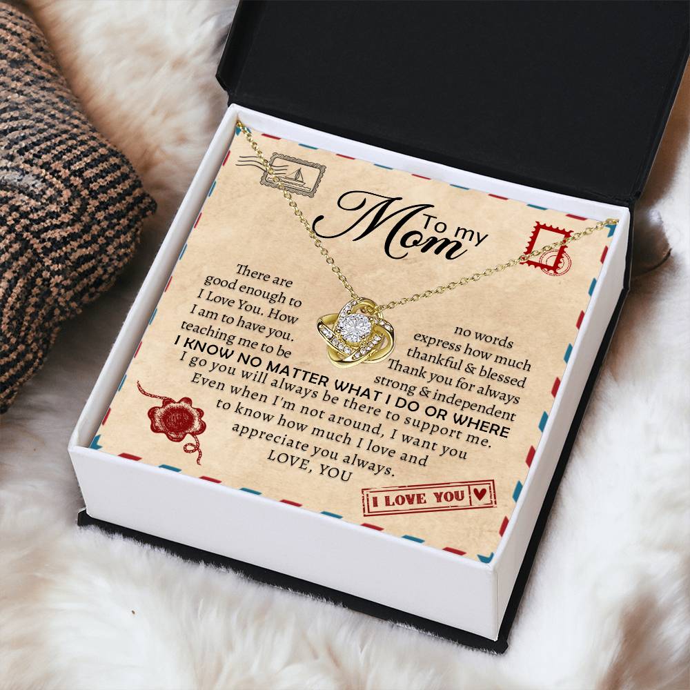 Gift To Mother Love Knot Mother&#39;S Day Gift Necklace Gift For Mother Mother Gift From Daughter Mother Gift From Son Mother Messag Love Knot Necklace
