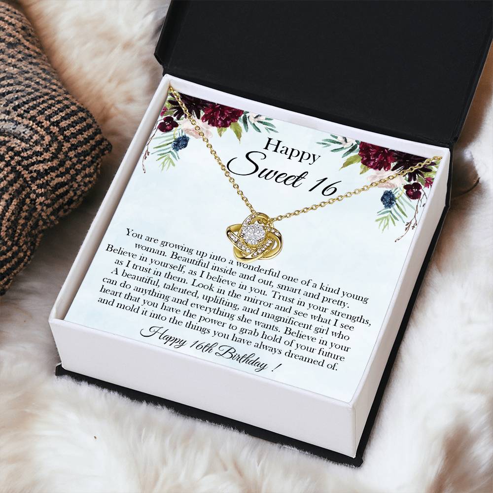 Sweet 16 Gift 16Th Birthday Gift For Her Sweet 16 Necklace Gift For 16 Year Old Girl Love Knot Necklace