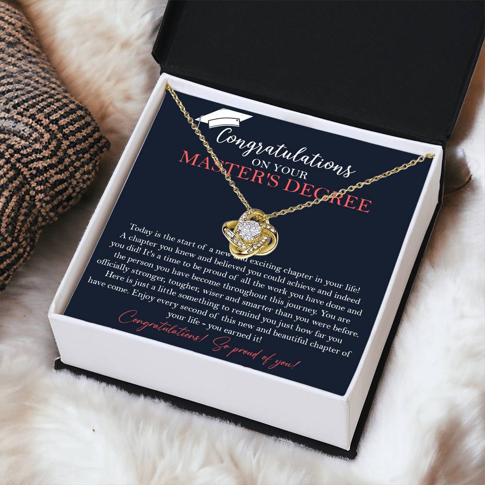 Master's Degree Graduation Gift Necklace Masters Graduation Gift Gift For Her Love Knot Necklace