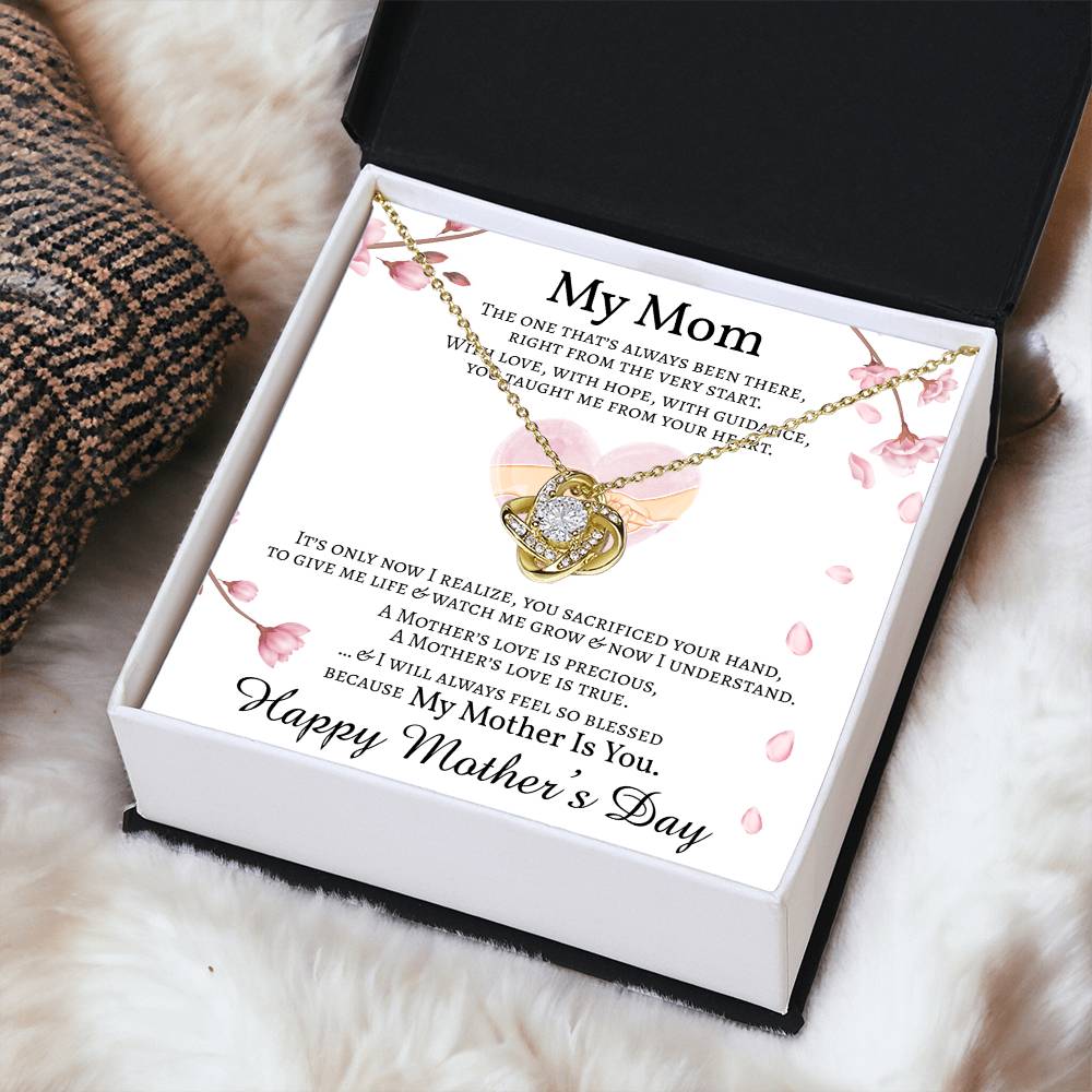 Mother's Day Message Card Necklace For Mom Love Knot Necklace For Mom Mom Gift From Daughter Mom Gift From Son Love Knot Necklace