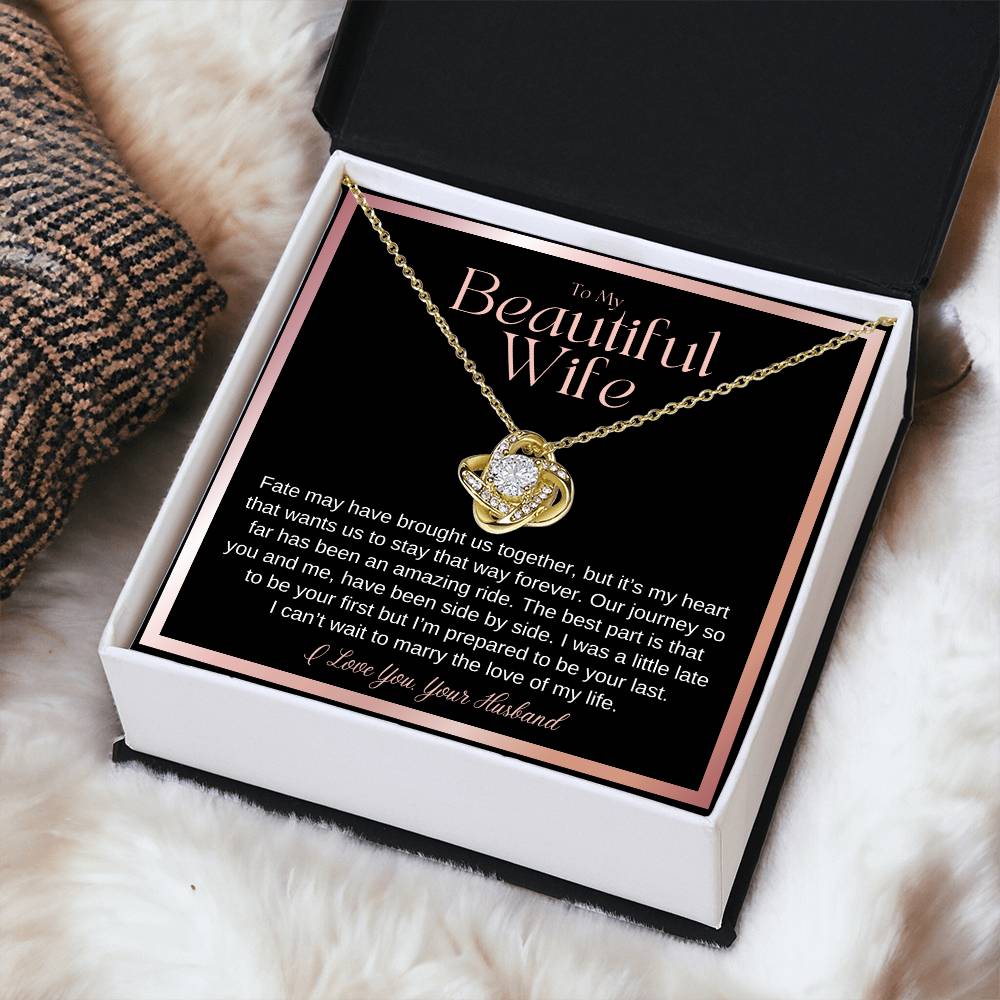 Wife Gift On Wedding Day Bride Gift From Groom On Wedding Day Fate May Have Brought Us Together Wife Wedding Necklace Gift From Husband Love Knot Necklace