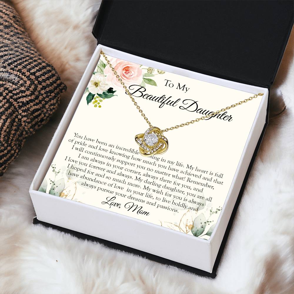 To My Daughter Necklace Gift For Daughter From Mom Sentimental Gift Love Knot Necklace