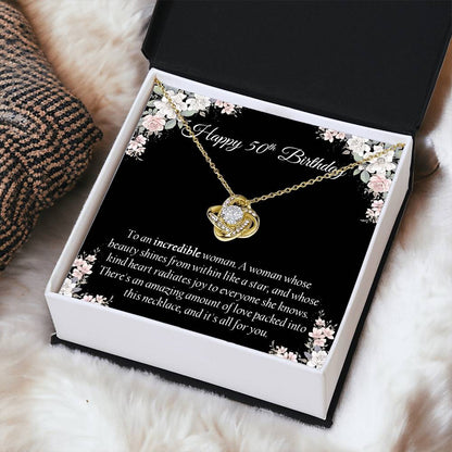 Happy 50Th Birthday Gift For Her Sentimental Gift Birthday Jewelry Necklace Gift Box With Message Card Love Knot Necklace