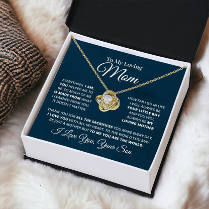 To My Loving Mom Necklace Gift For Mom From Son Mother's Day Gift Mom Birthday P Love Knot Necklace