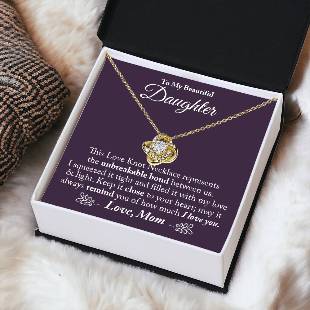 To My Beautiful Daughter - The Love Knot Necklace Love Knot Necklace