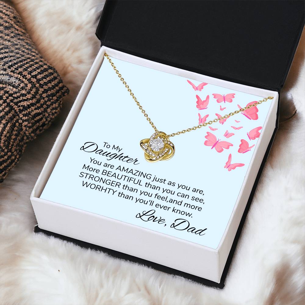 To My Daughter Necklace Gift From Dad Mothers Day Gift For Daughter From Father Sentimental Jewelry Gifts For Dad Love Knot Necklace