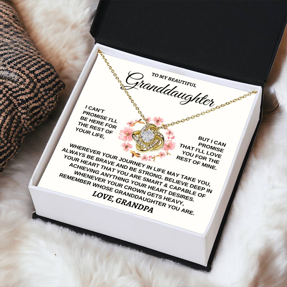 To My Beautiful Granddaughter Necklace Gift For Granddaughter From Grandpa Granddaughter Birthday Graduation Jewelry Gift Love Knot Necklace