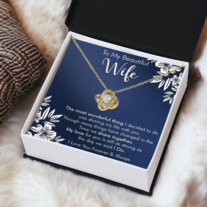 Gift For Wife I Do Navy Flower Love Knot Necklace Love Knot Necklace