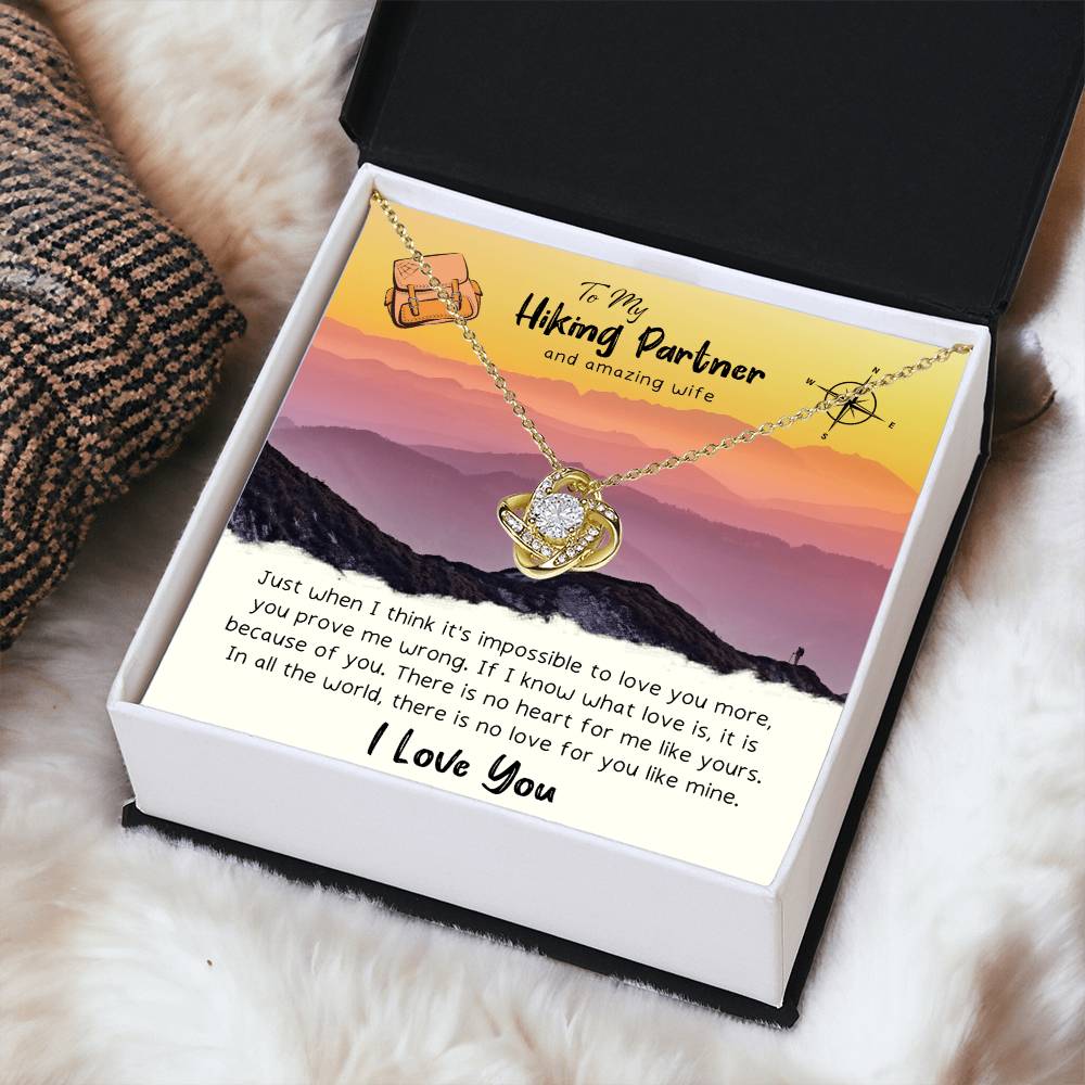 To My Wife Gift Necklace To My Hiking Partner And Amazing Wife Anniversary Gift For Wife Birthday Gift To Wife From H Love Knot Necklace