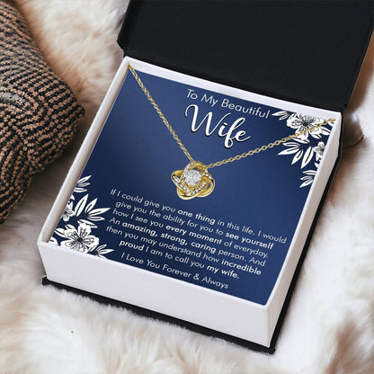 Gift For Wife I See You Everyday Navy Flower Love Knot Necklace Love Knot Necklace