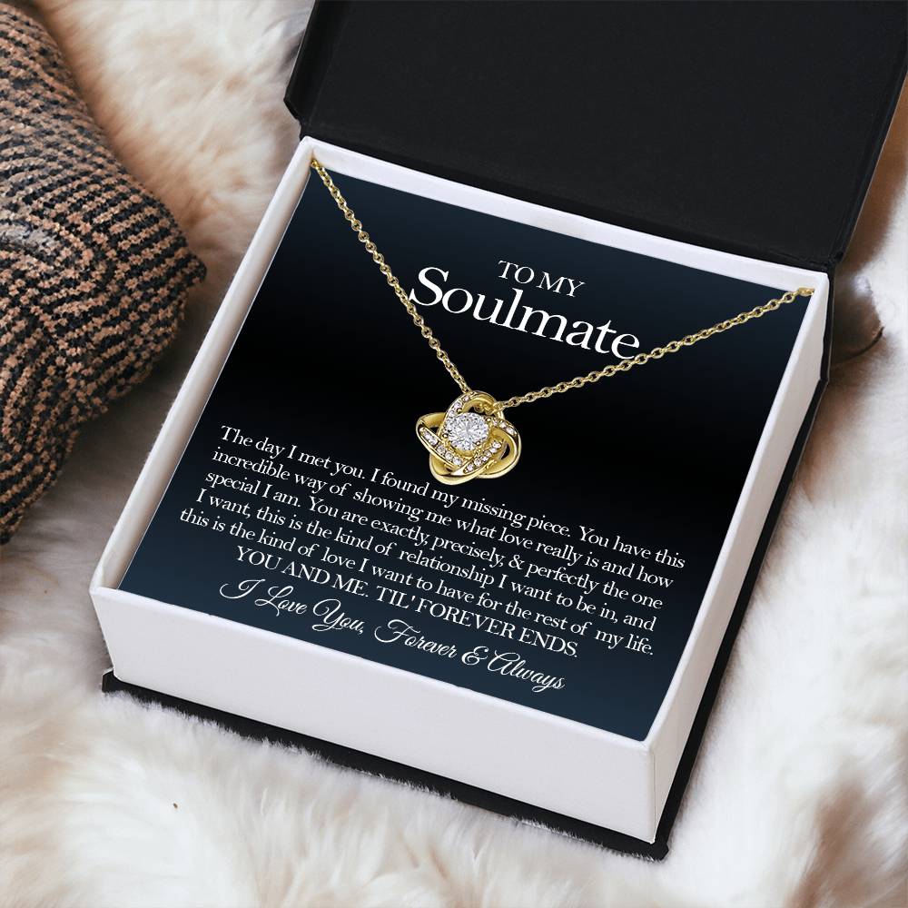 To My Soulmate Necklace Gift For Girlfriend From Boyfriend Girlfriend Birthday Anniversary Gift Love Knot Necklace