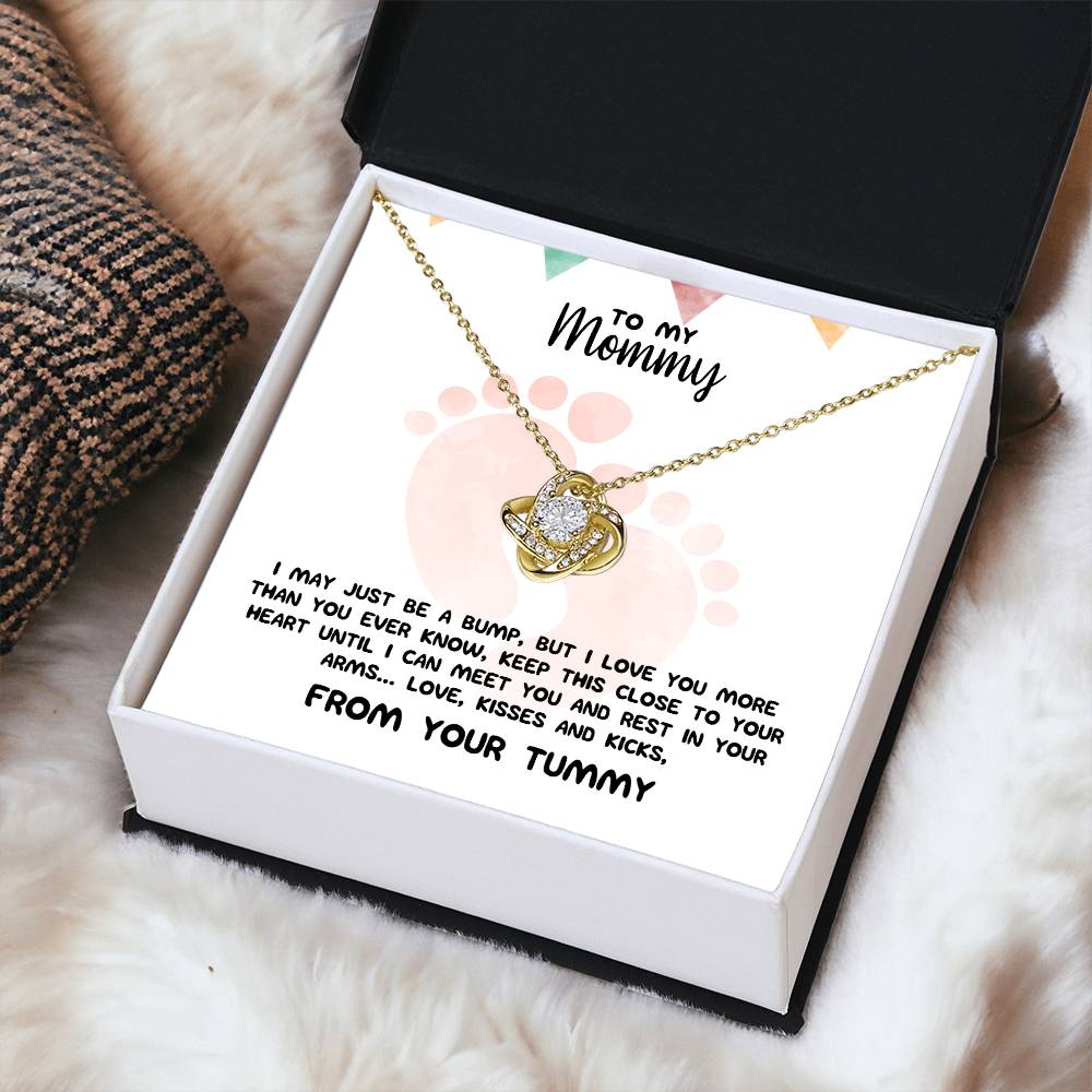 To My Mommy Necklace For Her Baby Shower Gift Love From Baby Bump Expecting Mother Pendant First Time Mom New Mommy Gif Love Knot Necklace