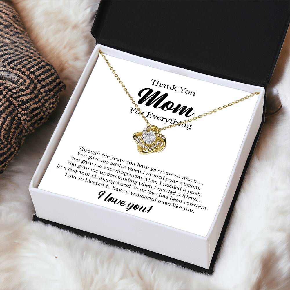 Thank You Mom Necklace Mother's Day Gift From Daughter Son To Mom Mom Necklace Mom Birthday Gift Love Knot Necklace
