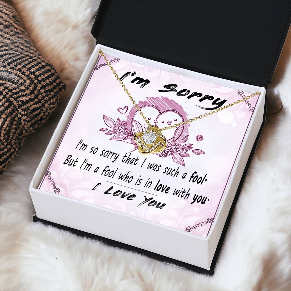 I'm Sorry Message Card Necklace For Wife Apology Gift F Love Knot Necklace