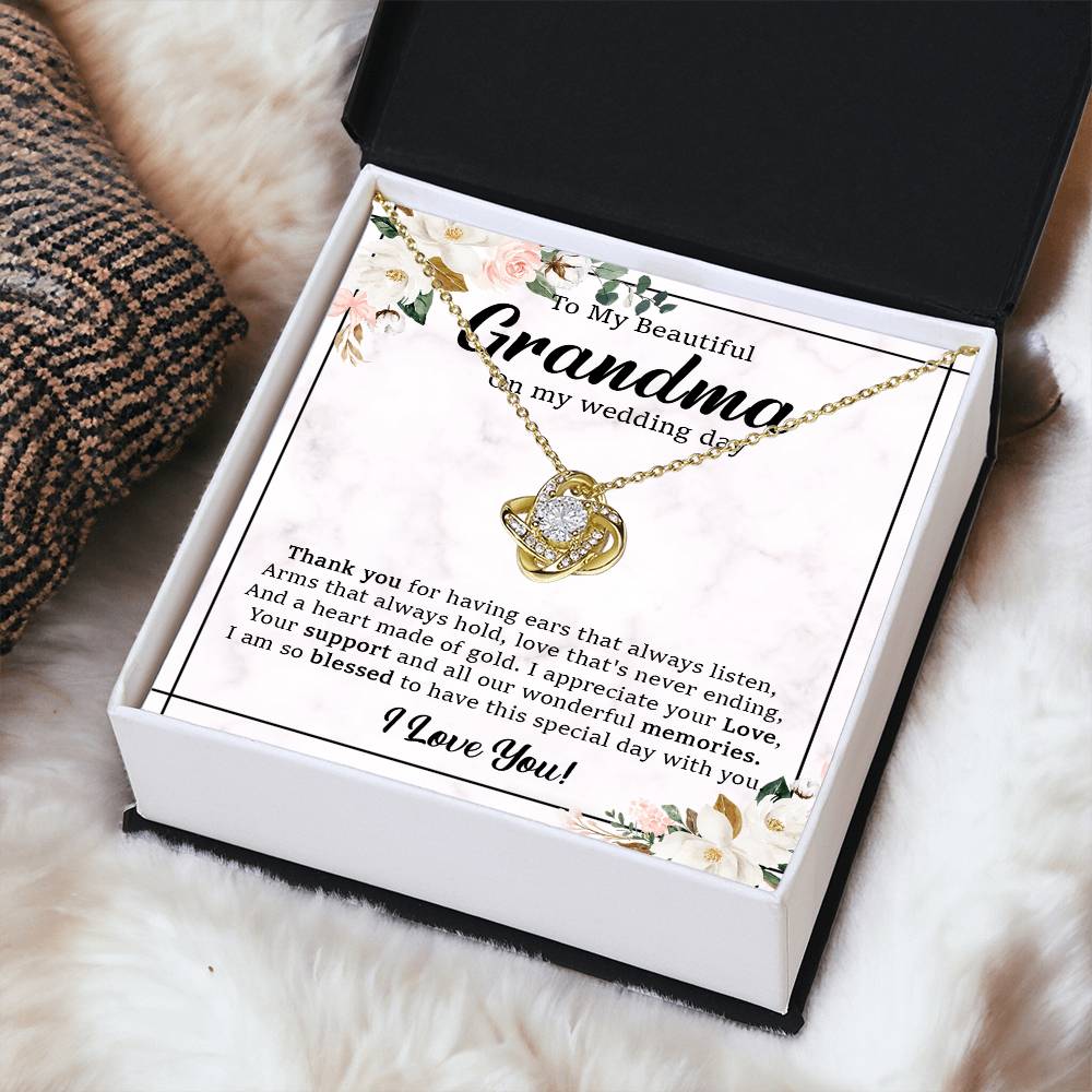 To Grandma Wedding Gift For Grandma Of The Bride Grandmother Wedding Gift From Granddaughter Love Knot Necklace