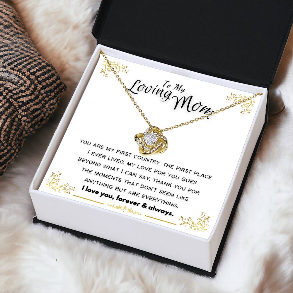 To My Loving Mom Love Knot Necklace