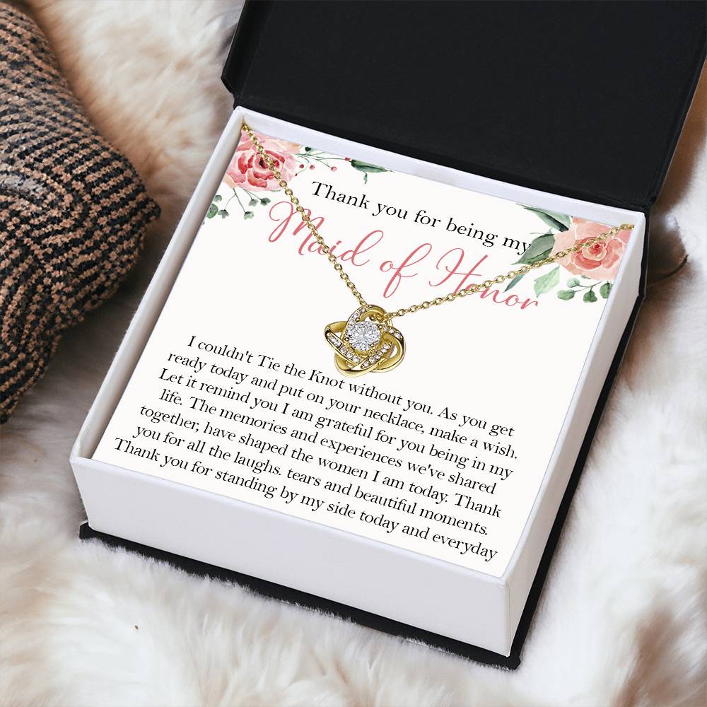 Maid Of Honor Wedding Day Gift Maid Of Honor Necklace Gift Maid Of Honor Gift From Love Knot Necklace