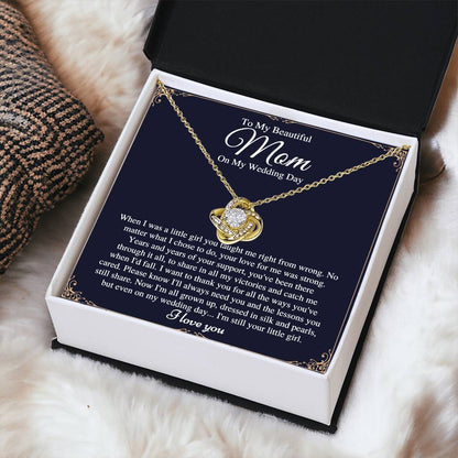 Mom On  Love Knot Necklace