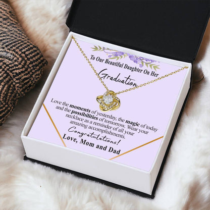 Class Of 2022 Graduation Gift Necklace To Our Beautiful Daughter On Her Graduation To Daughter Gift From Mom And Dad High School Graduation College Grad Love Knot Necklace