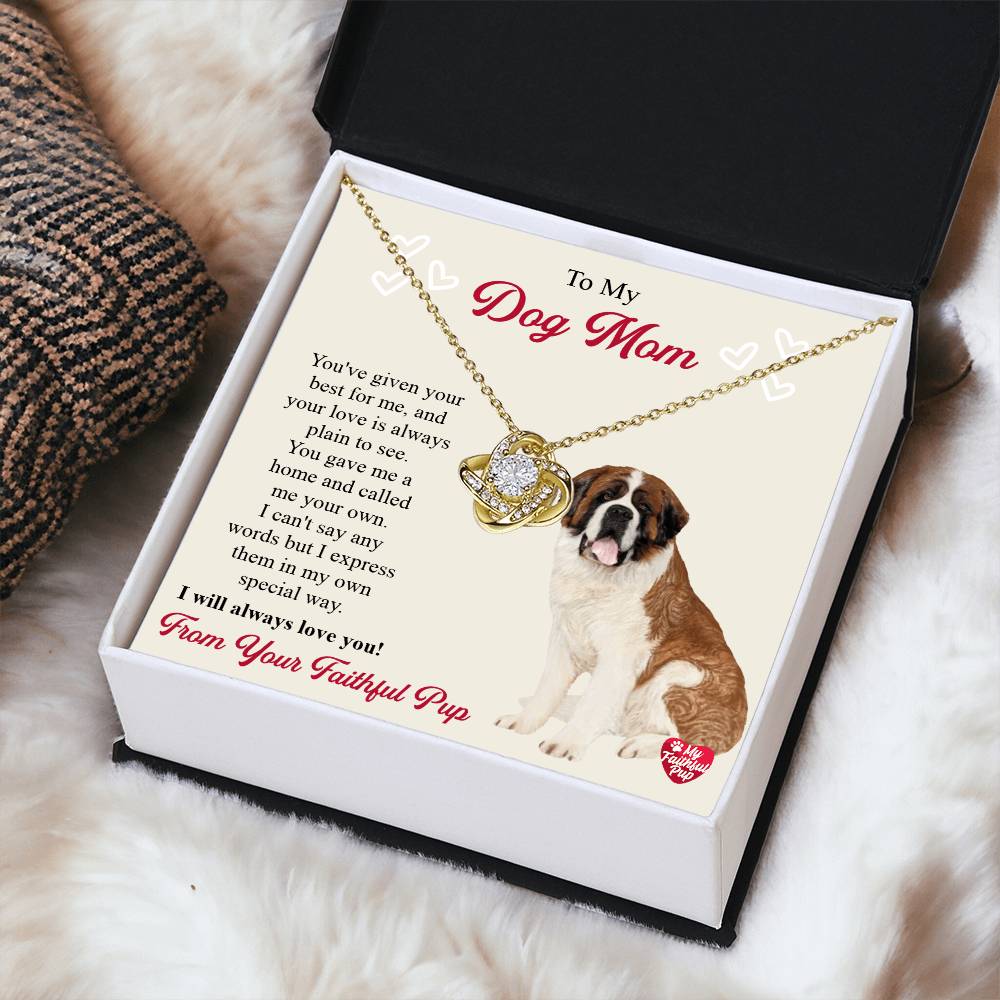 Saint Bernard Necklace Gift For Lab Mom Gift For Dog Lover Dog Mom Gift Golden Lab Gift Labrador Mom Pet Parent Jewelry St. Bernard Love Knot Necklace