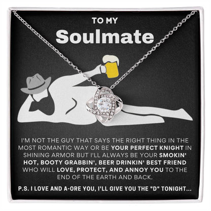 To My Soulmate  I Love & Adore You... Love Knot Necklace