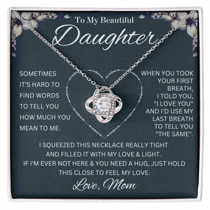 To My Daughter - I Love You, Love Mom Love Knot Necklace