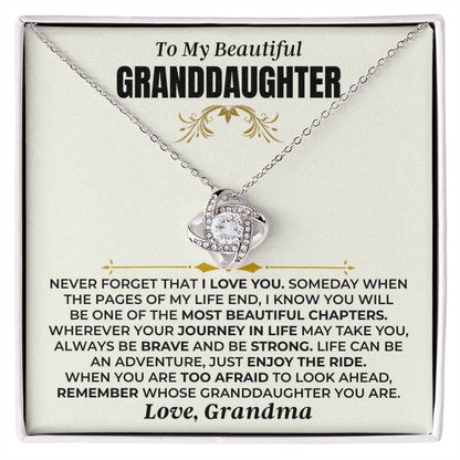 To My Granddaughter - Love Grandma - Love Knot Necklace
