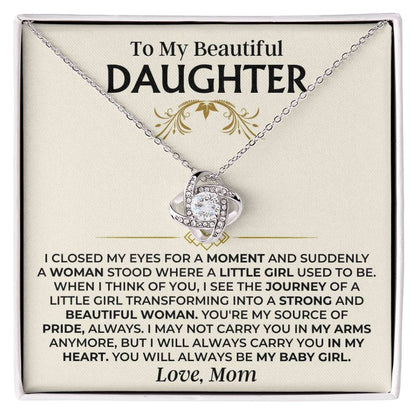 To My Beautiful Daughter - Mom - Love Knot Necklace
