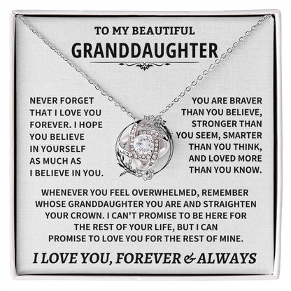 Beautiful Granddaughter Gift Love Knot Necklace