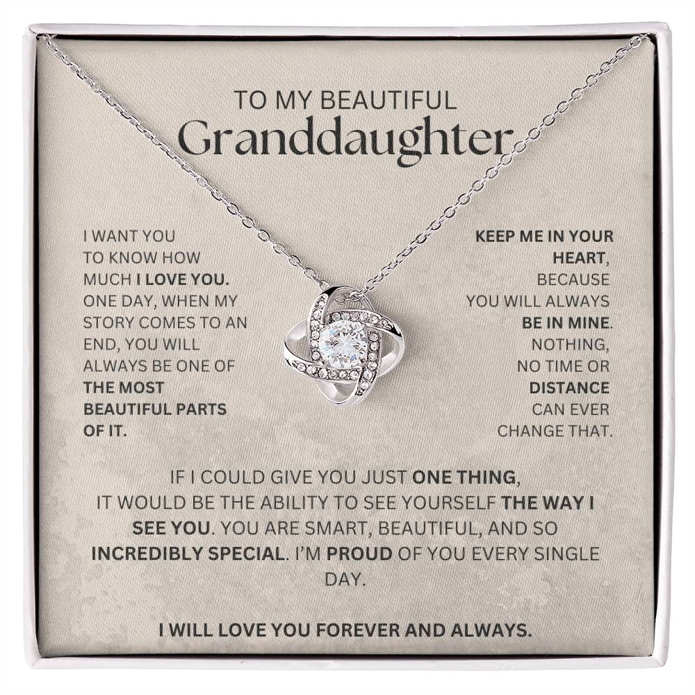 To My Beautiful  Granddaughter Love Knot Necklace