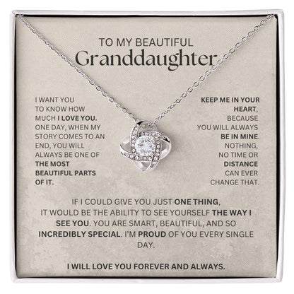 To My Beautiful  Granddaughter Love Knot Necklace