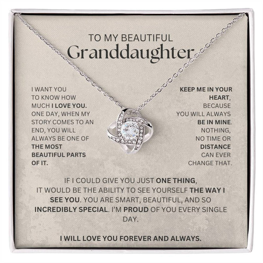 To My Beautiful  Granddaughter Love Knot Necklace