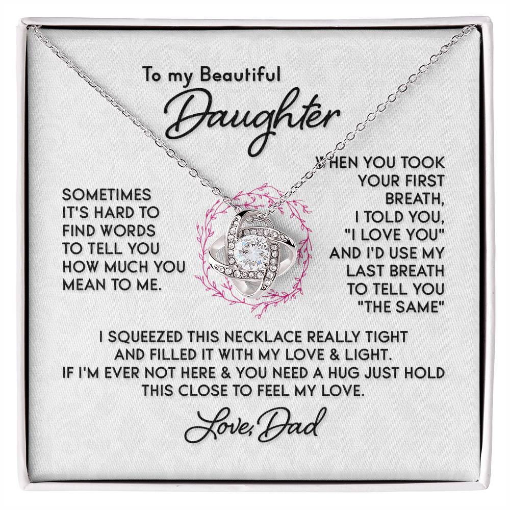 Gift For Daughter - First Breath Necklace From Dad Love Knot Necklace