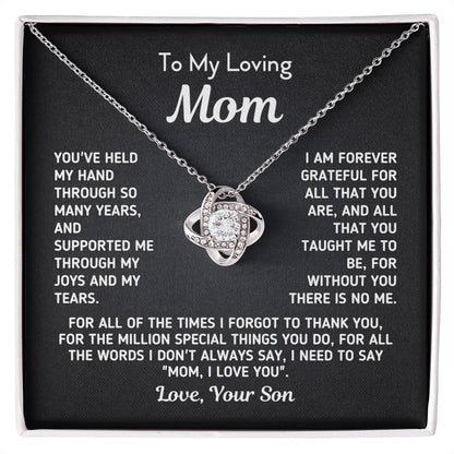 Gift For Mom From Son - Without You There Is No Me Gold Knot Necklace Love Knot Necklace