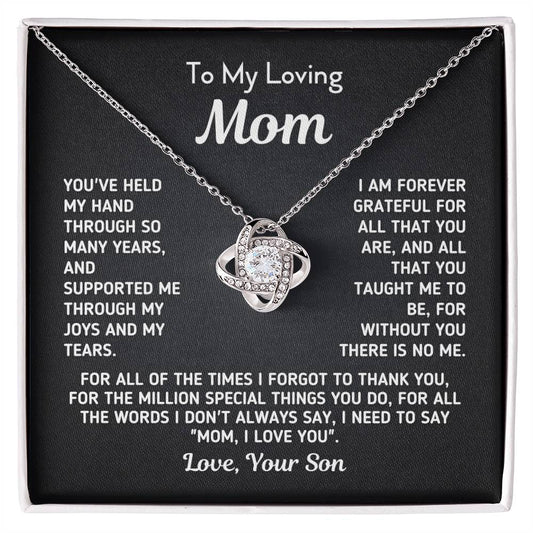 Gift For Mom From Son - Without You There Is No Me Gold Knot Necklace Love Knot Necklace