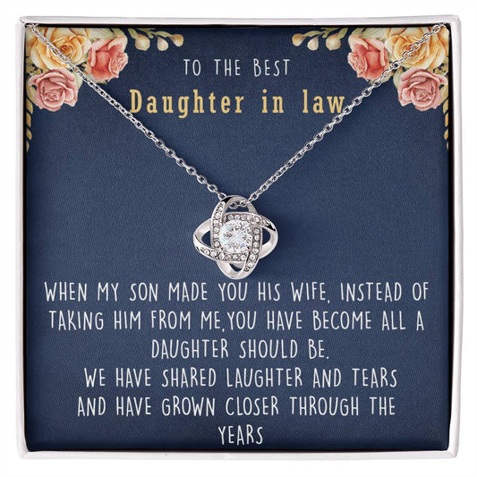 Gift for Daughter-in-law, To my Daughter-in-law necklace, Daughter-in-law jewelry, Daughter-in-law necklace, Daughter-in-law message card - Love Knot Necklace