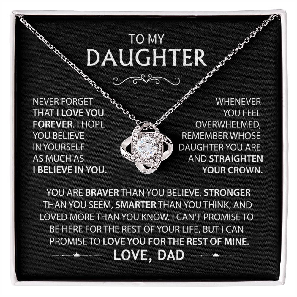 To My Daughter - Never Forget That I Love You Forever Love Knot Necklace