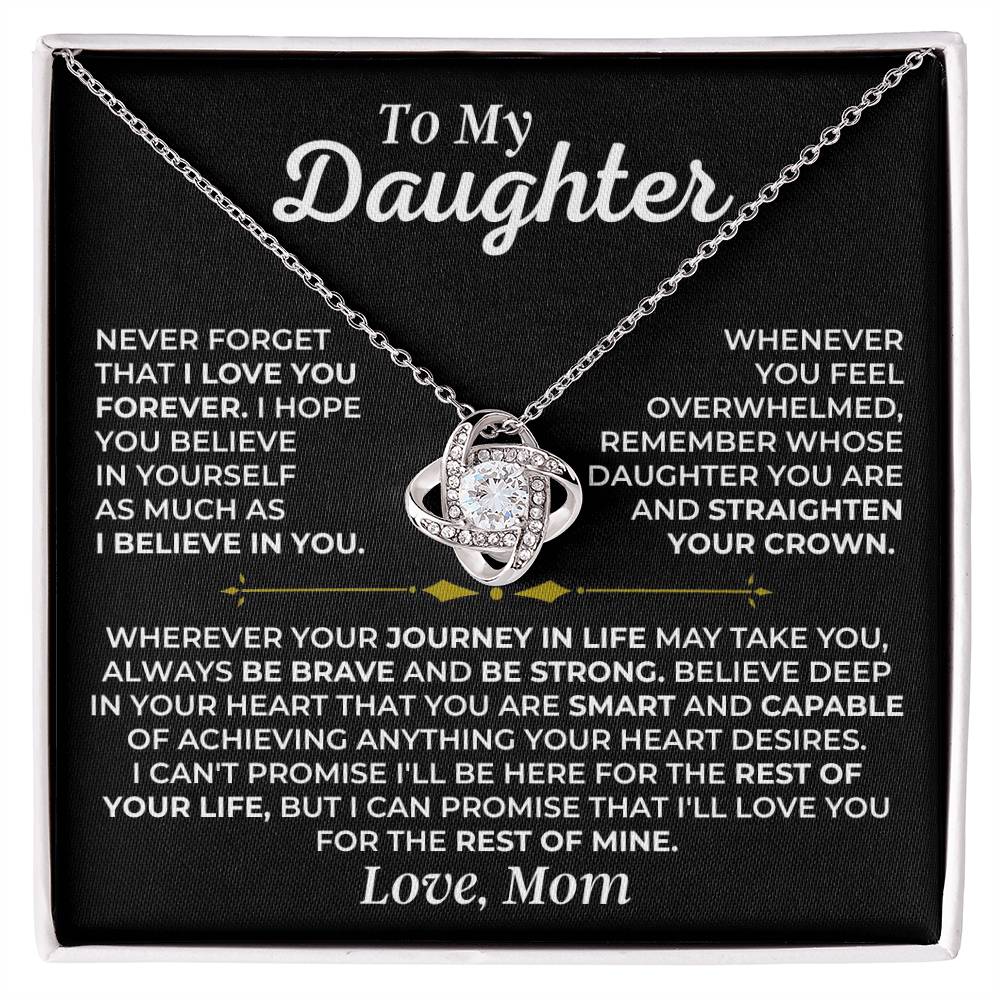 To My Daughter - Love Mom - Beautiful Gift Set - Love Knot Necklace