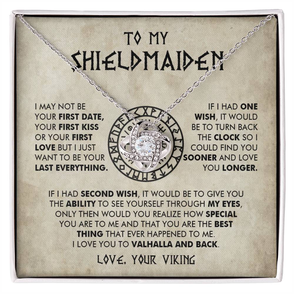 To My Shieldmaiden - I Love You To Valhalla And Back - Love Knot Necklace