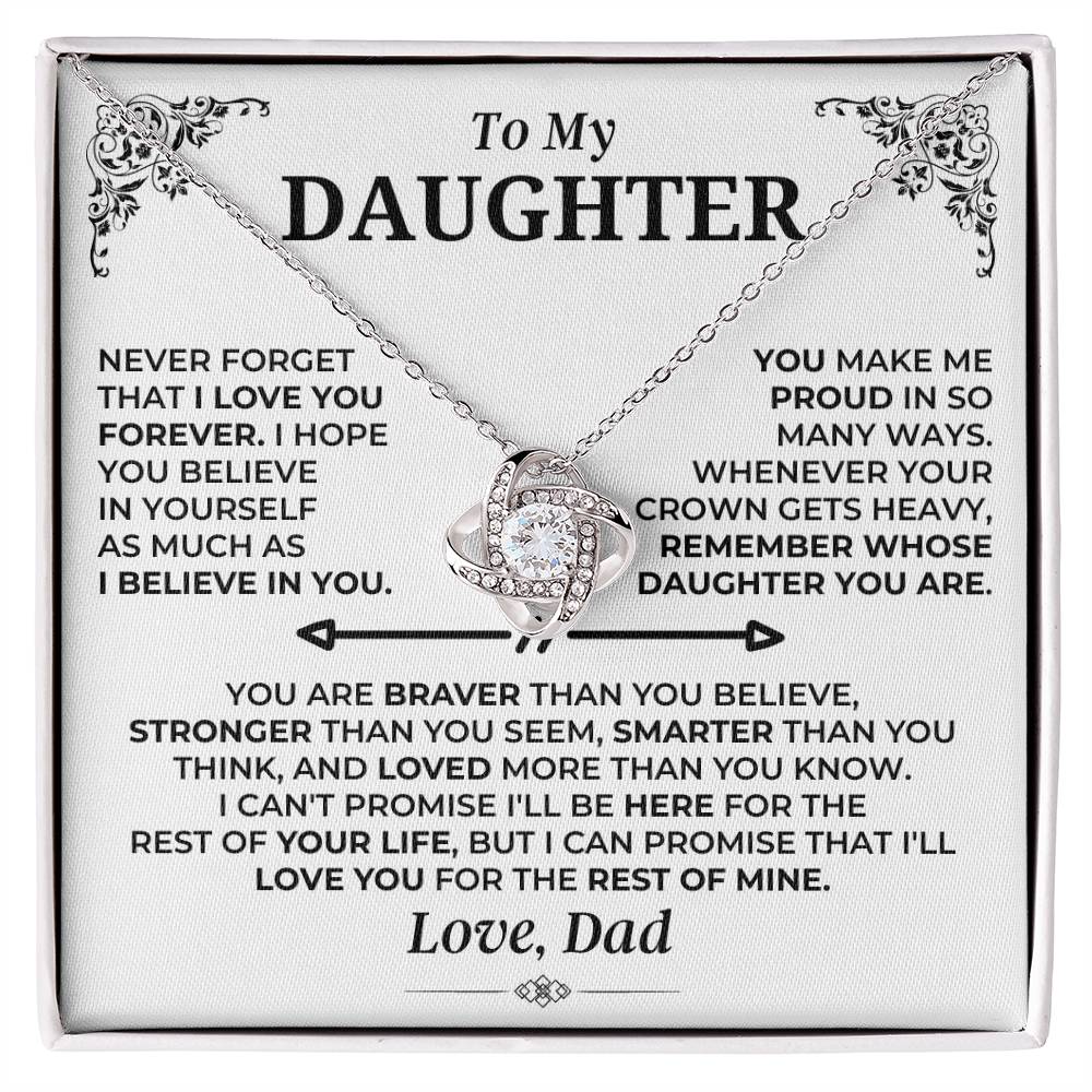 To My Daughter - Love Dad - Beautiful Gift Set - Love Knot Necklace