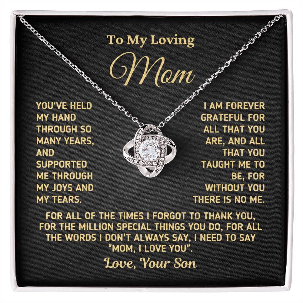 Gift For Mom From Son - Without You There Is No Me Gold Necklace Love Knot Necklace