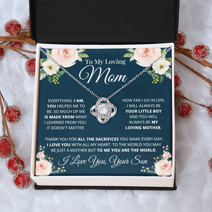 To My Loving Mom Necklace Gift For Mom From Son Mother's Day Gift Mom Birthday Present Love Knot Necklace