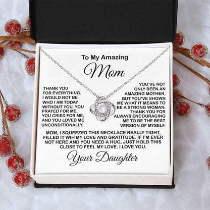 Present For Mom From Daughter Love Knot Necklace