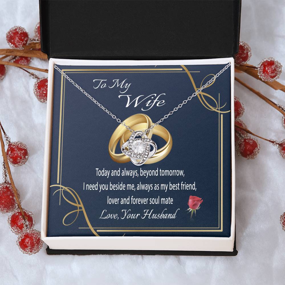 To My Wife Gift Necklace Wife Gift From Husband Message Card Necklace For Her Anniversary Gift For Wife Birthday Gift Necklace Fo Love Knot Necklace