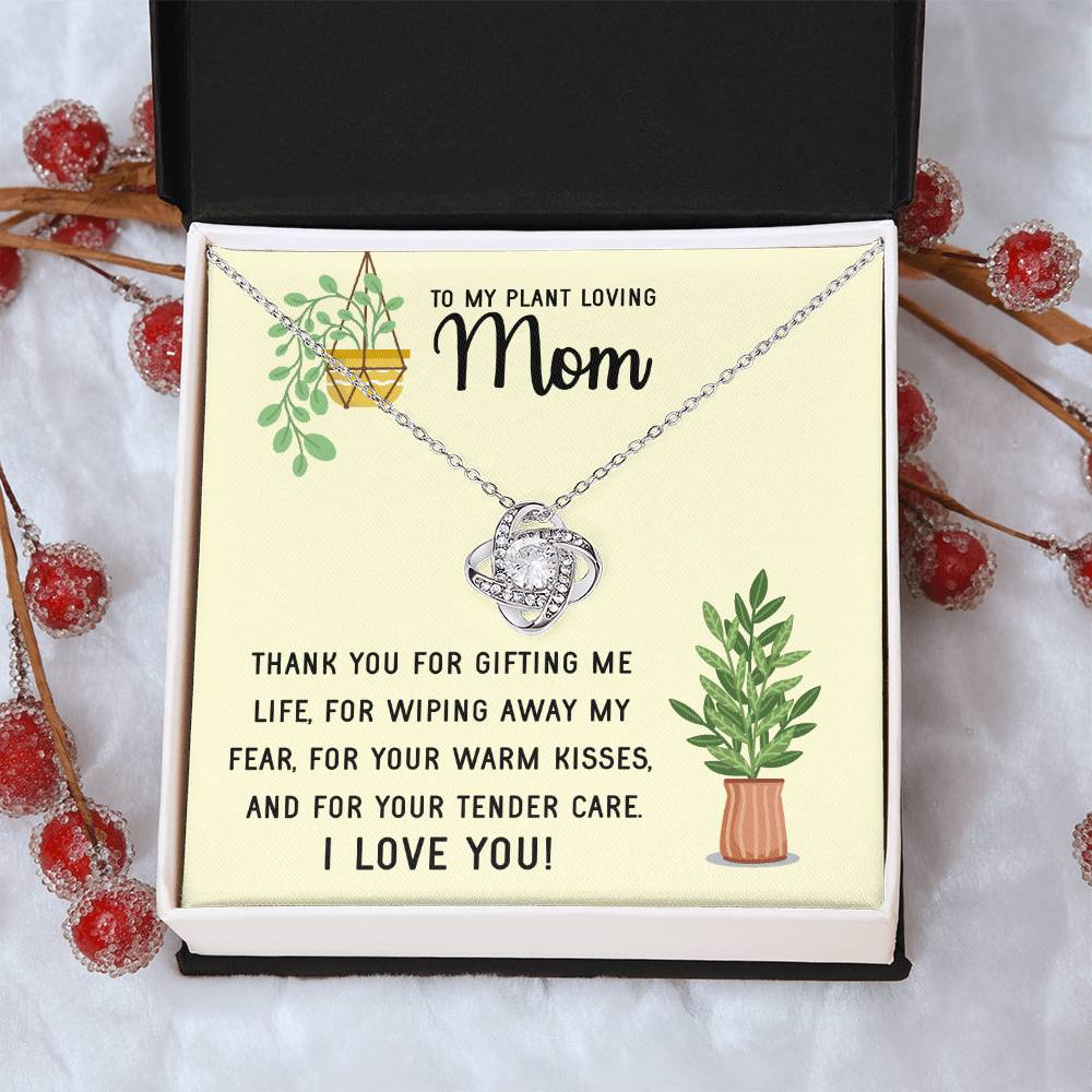 Plant Loving Gifts For Mothers Day Presents For Mom Birthday Plant Lover Gift From Daughter Necklace Gift From Son Love Knot Necklace