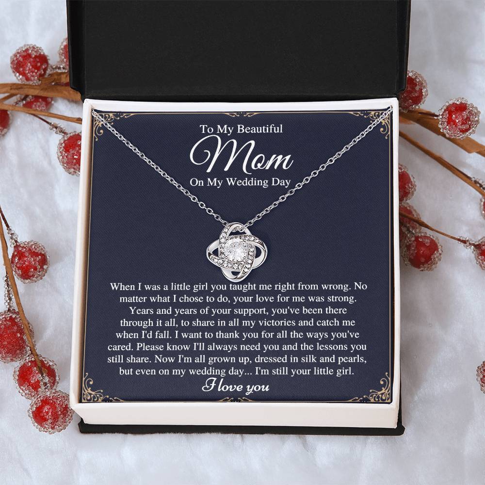 Mom On  Love Knot Necklace