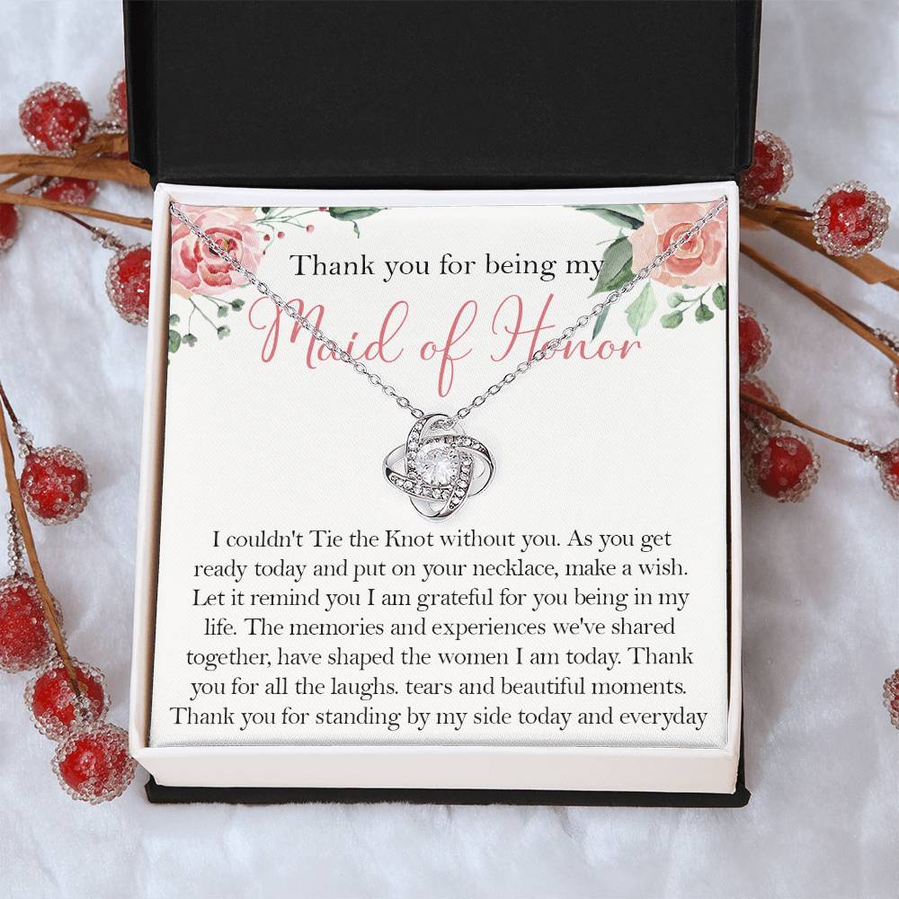 Maid Of Honor Wedding Day Gift Maid Of Honor Necklace Gift Maid Of Honor Gift From Love Knot Necklace